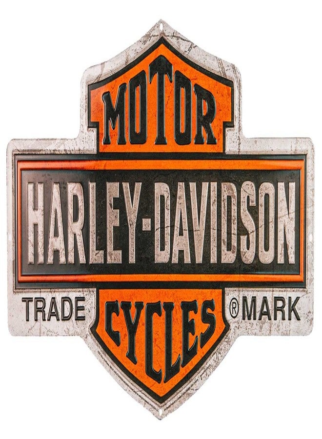 HARLEY DAVIDSON Harley-Davidson Embossed Tin Sign, Nostalgic Bar & Shield Logo, 18 x 10.5 inches - Image 1